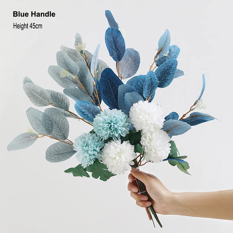 Florenta Aspire Ceramic Vase Combo with Handcrafted Blue Artificial Flower Bouquet