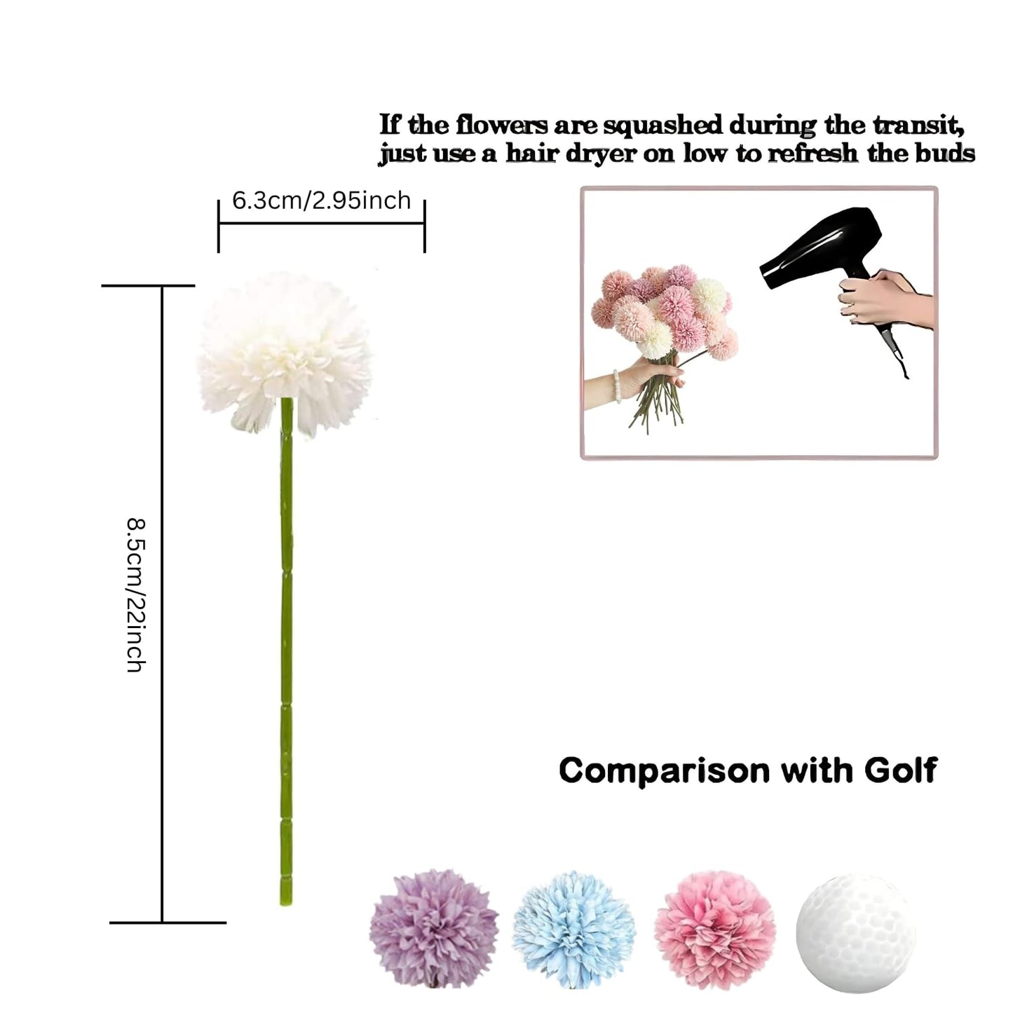 Florvanta 5-Piece Silk Chrysanthemum Ball & Hydrangea Sticks – Elegant Faux Flowers