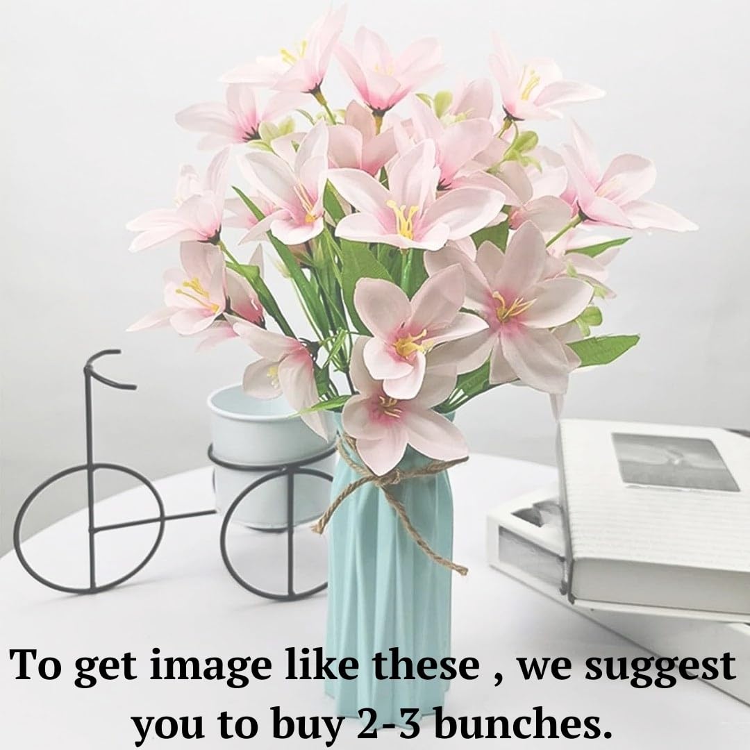 Solvara 1 Pc Light Pink Artificial Rain Lily Flower Stick Bunch for Decor, Gifting, Bedroom, Office & Event Use