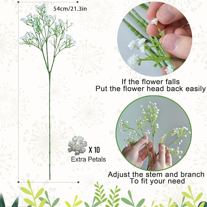 Auralyn Decor Faux Baby’s Breath Gypso Stick for Room, Diwali, Home Décor & Crafts – 2FT Artificial Flower