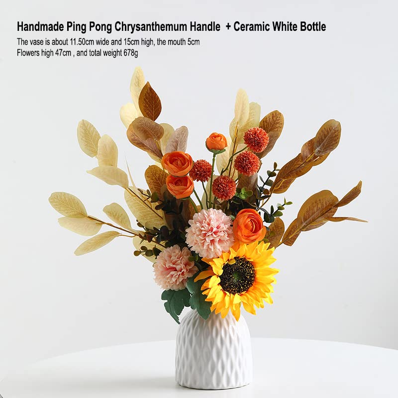Fayra Allure Ceramic Vase & Handmade Artificial Flower Bouquet Combo Set (Vase1), Elegant Blue Décor Accent