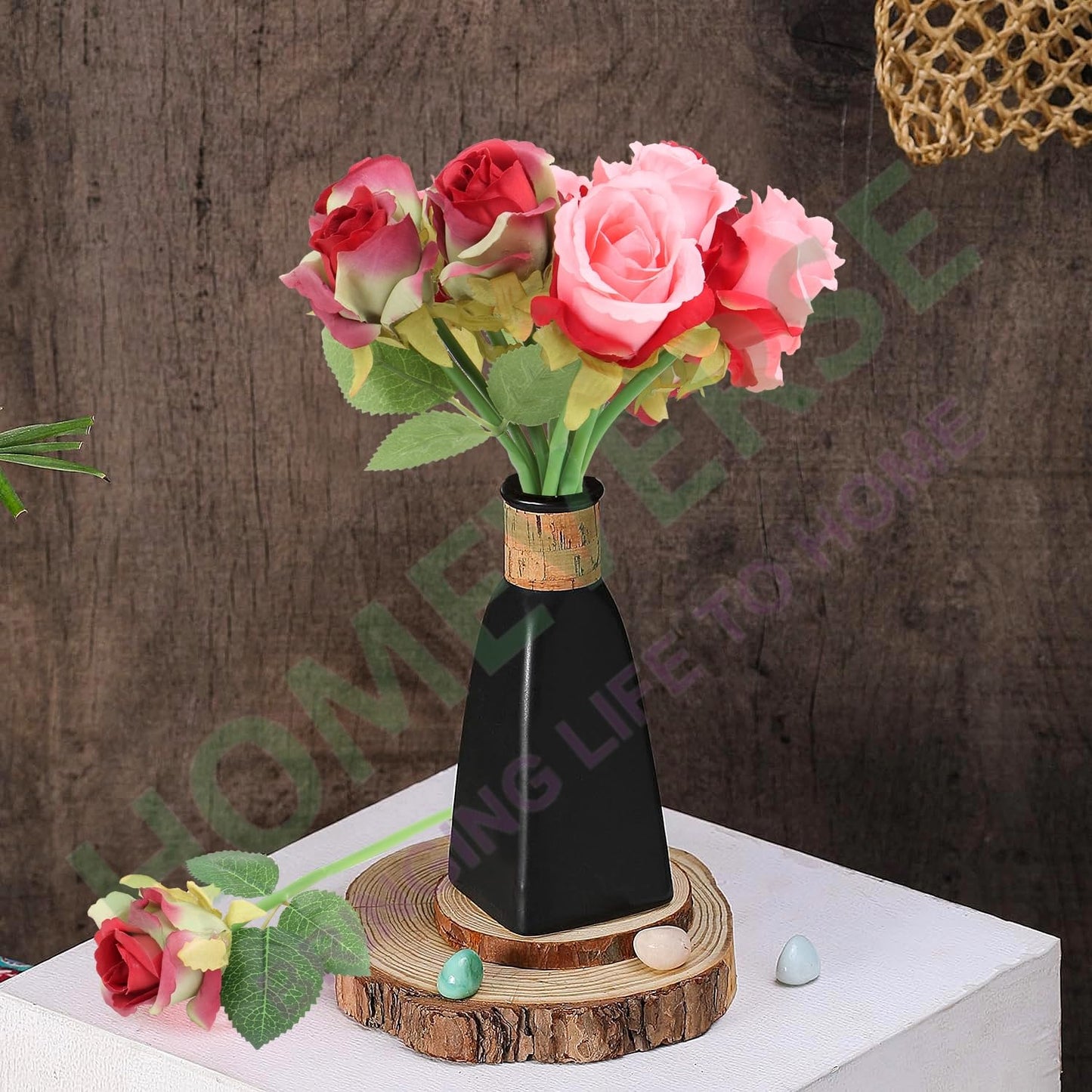Heartscape 12pcs Artificial Rose Set – 6 Pink & 6 Red Silk Flowers