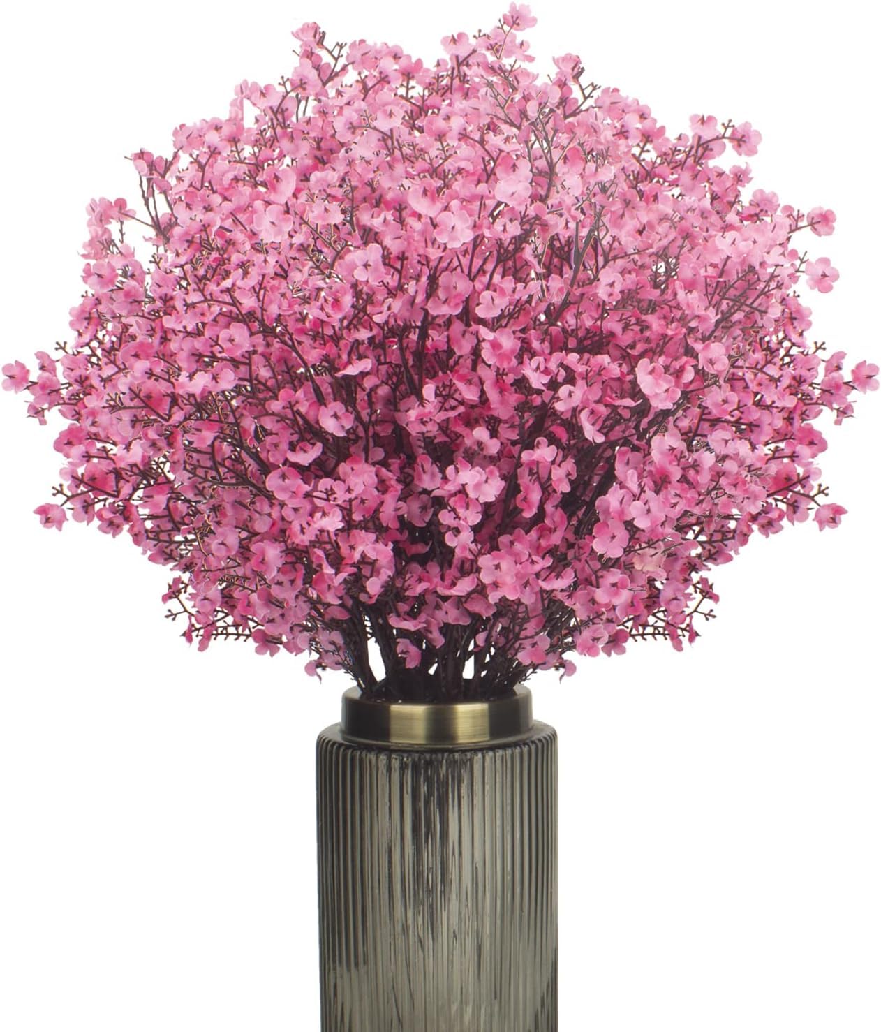 Tavilo Ribbons Set of 5 Pink Baby Breath Gypsophila Silk Flower Bunches for Vase