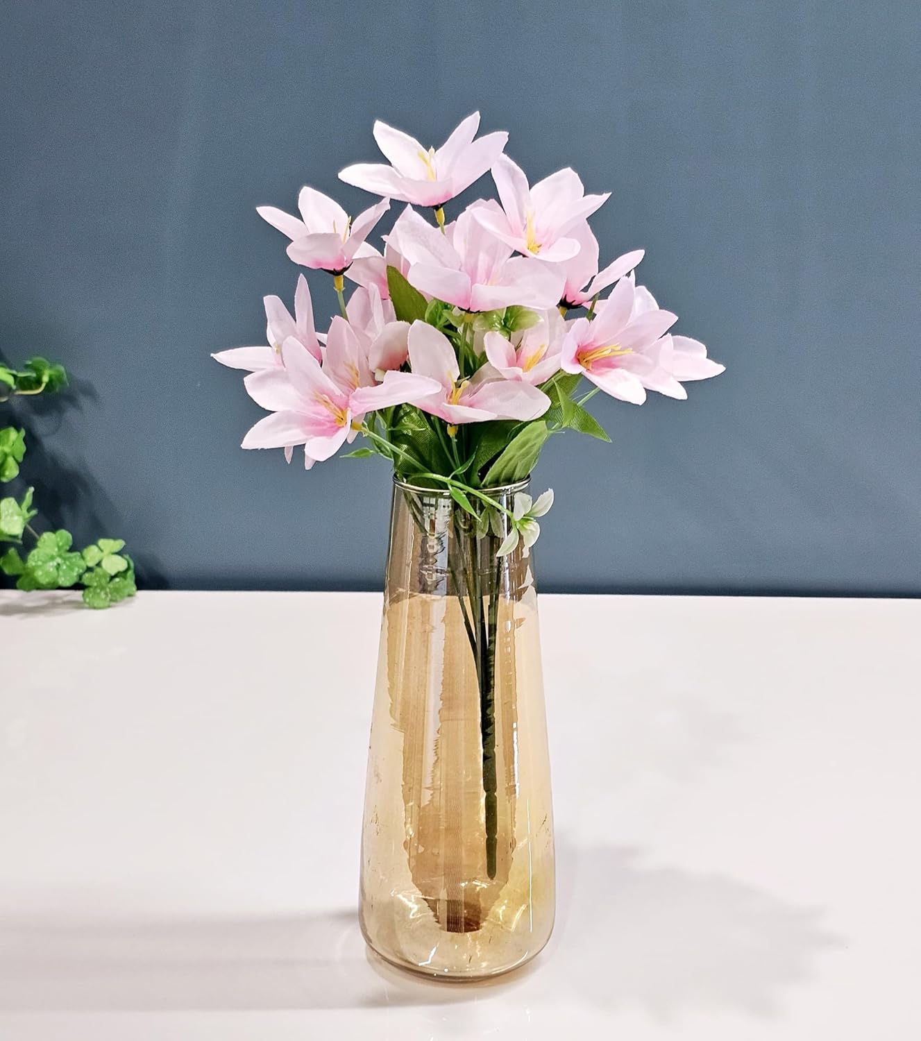 Solvara 1 Pc Light Pink Artificial Rain Lily Flower Stick Bunch for Decor, Gifting, Bedroom, Office & Event Use