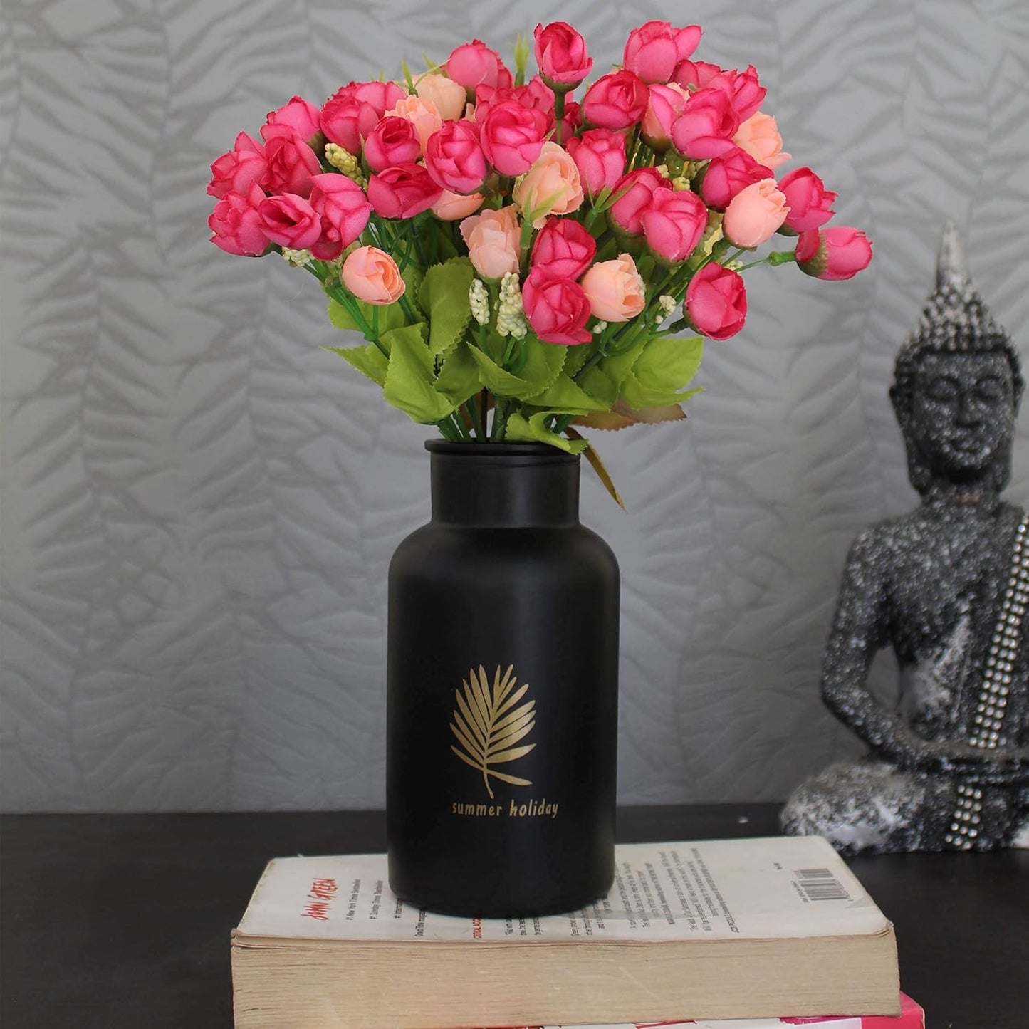 Tassel Roots Set of 2 Mini Faux Peony Flower Bunches (Pink) for Vase