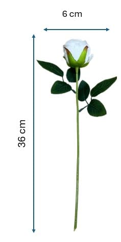 Inflora Decor Cream Faux Rose Set of 16 – Realistic Long Stem Artificial Flowers