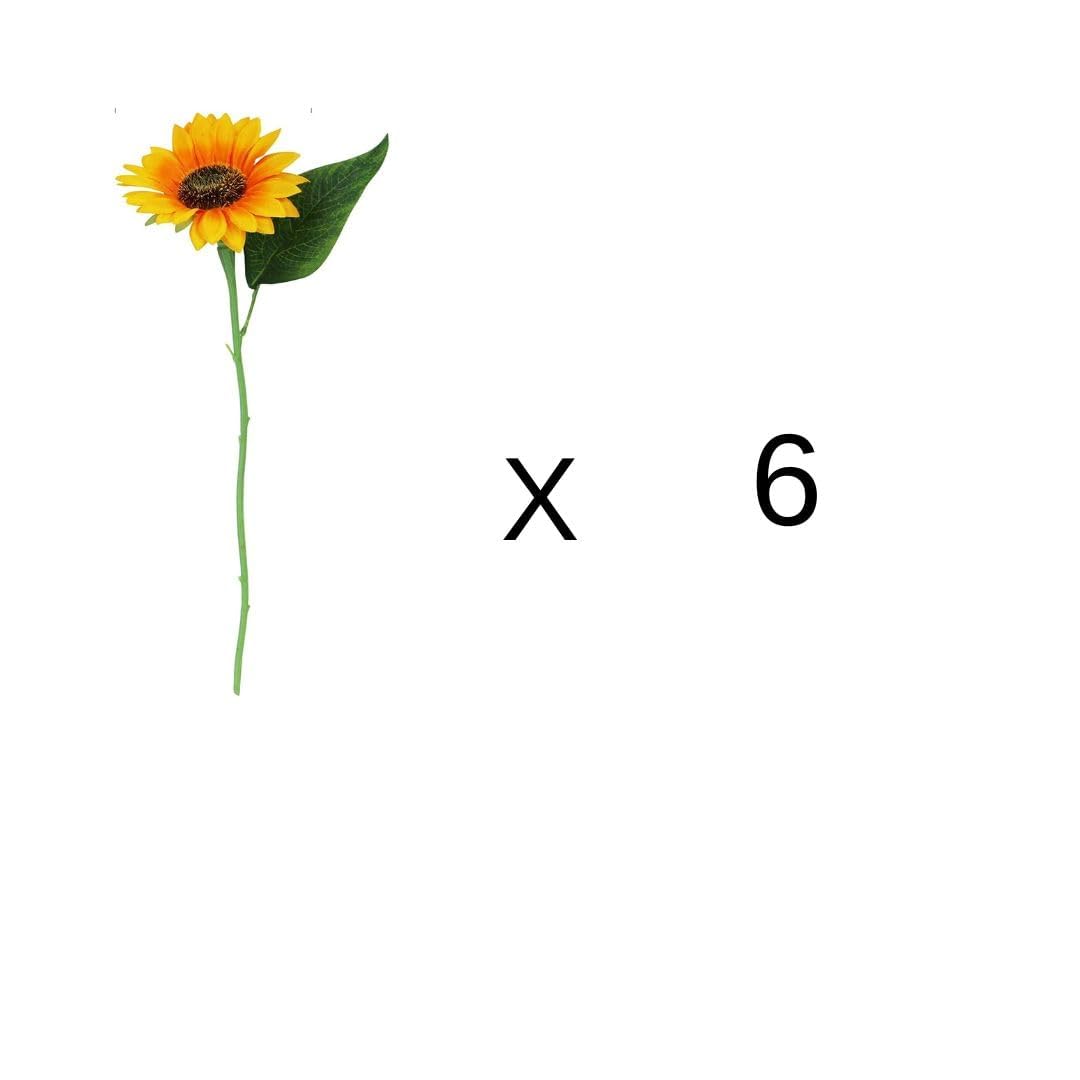 Sotyra 1 Pc Artificial Sunflower Stick Bunch with 6 Realistic Fabric Heads – Yellow Bouquet for Home, Wedding & Decor