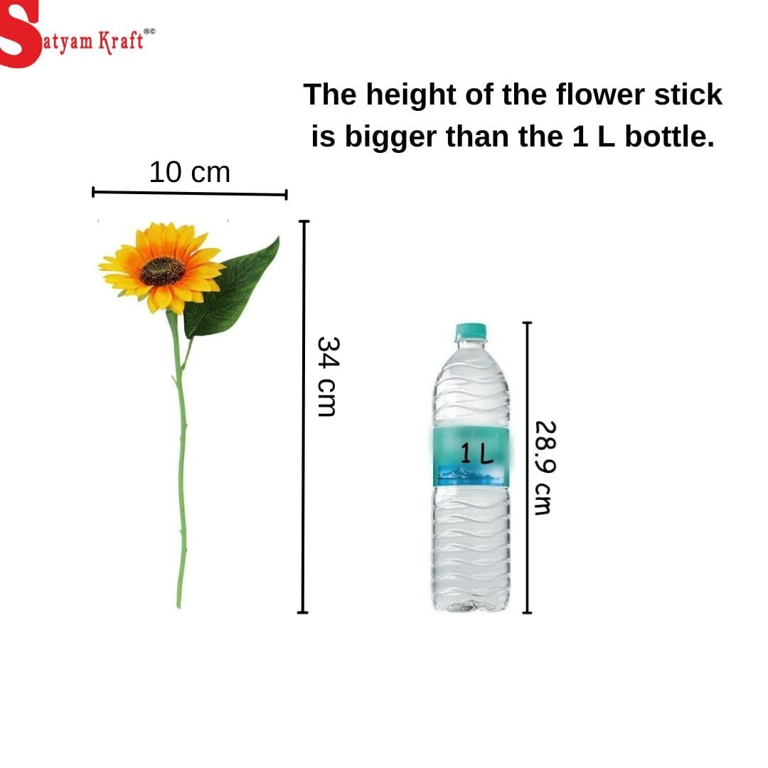 Sotyra 1 Pc Artificial Sunflower Stick Bunch with 6 Realistic Fabric Heads – Yellow Bouquet for Home, Wedding & Decor