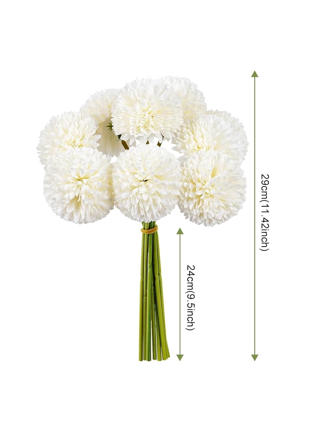 Tassel Roots 29cm White Artificial Chrysanthemum Ball Flower Sticks Set of 6 for Vase, Home & Office Décor