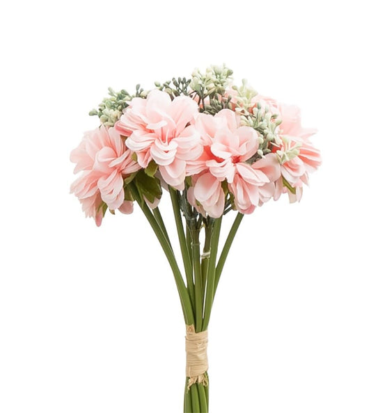 Viona Decor Plastic TM-1 Pink Dahlia Artificial Flower Bunch for Gifting, Home, Office, Bedroom & Vase Decoration (No Pot)