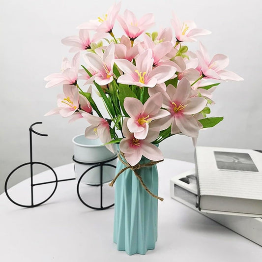 Solvara 1 Pc Light Pink Artificial Rain Lily Flower Stick Bunch for Decor, Gifting, Bedroom, Office & Event Use