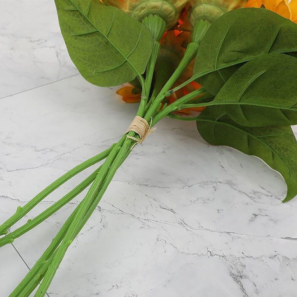 Sotyra 1 Pc Artificial Sunflower Stick Bunch with 6 Realistic Fabric Heads – Yellow Bouquet for Home, Wedding & Decor