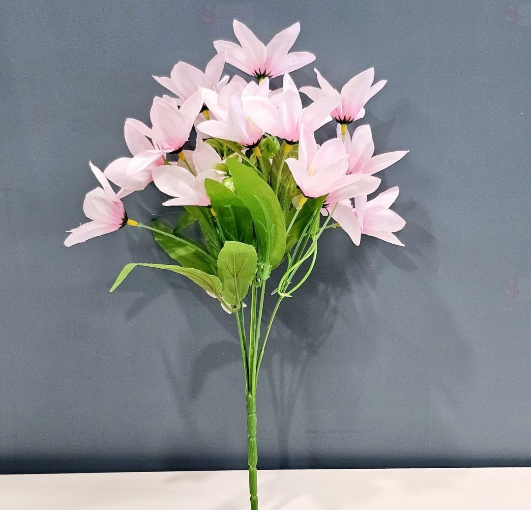 Solvara 1 Pc Light Pink Artificial Rain Lily Flower Stick Bunch for Decor, Gifting, Bedroom, Office & Event Use