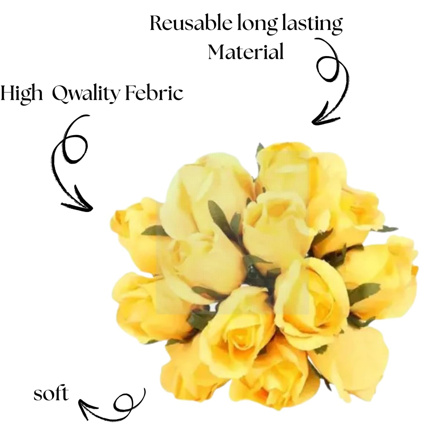 Velverra 12-Piece Golden Glow Artificial Rose Bunches (24 cm) – Elegant Decor Gift for Home