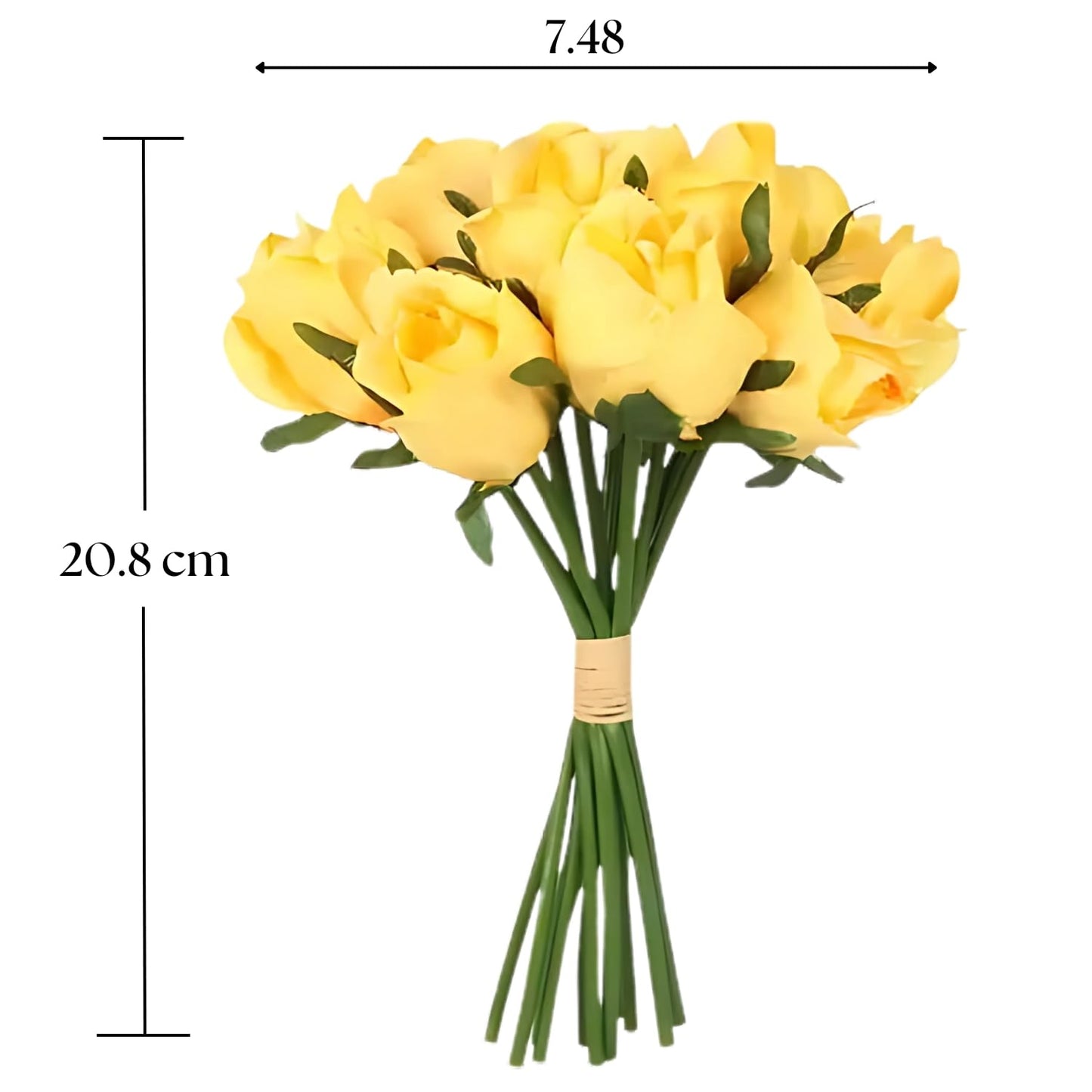 Velverra 12-Piece Golden Glow Artificial Rose Bunches (24 cm) – Elegant Decor Gift for Home