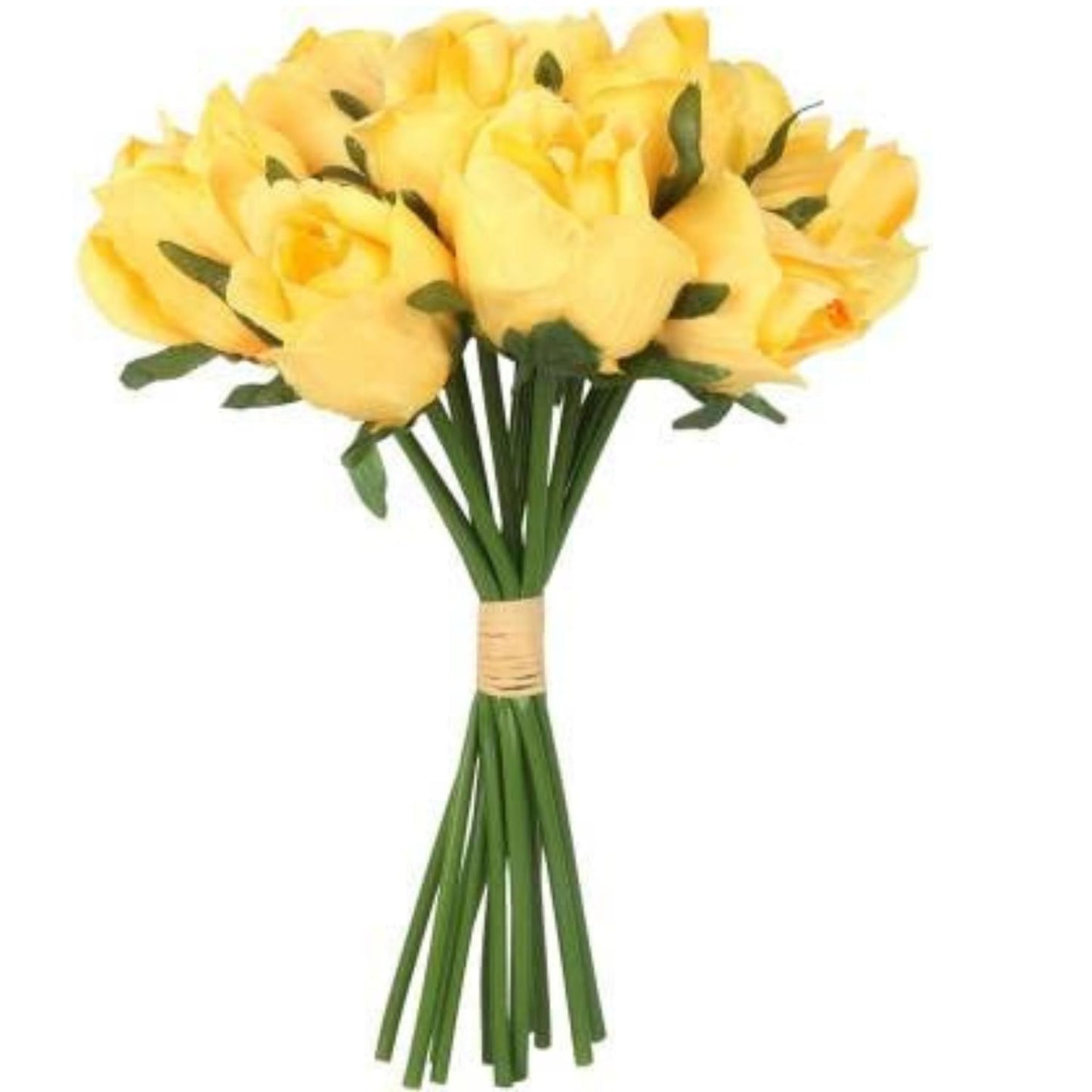 Velverra 12-Piece Golden Glow Artificial Rose Bunches (24 cm) – Elegant Decor Gift for Home