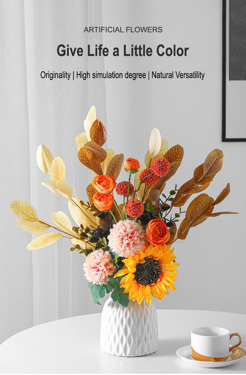 Fayra Allure Ceramic Vase & Handmade Artificial Flower Bouquet Combo Set (Vase1), Elegant Blue Décor Accent