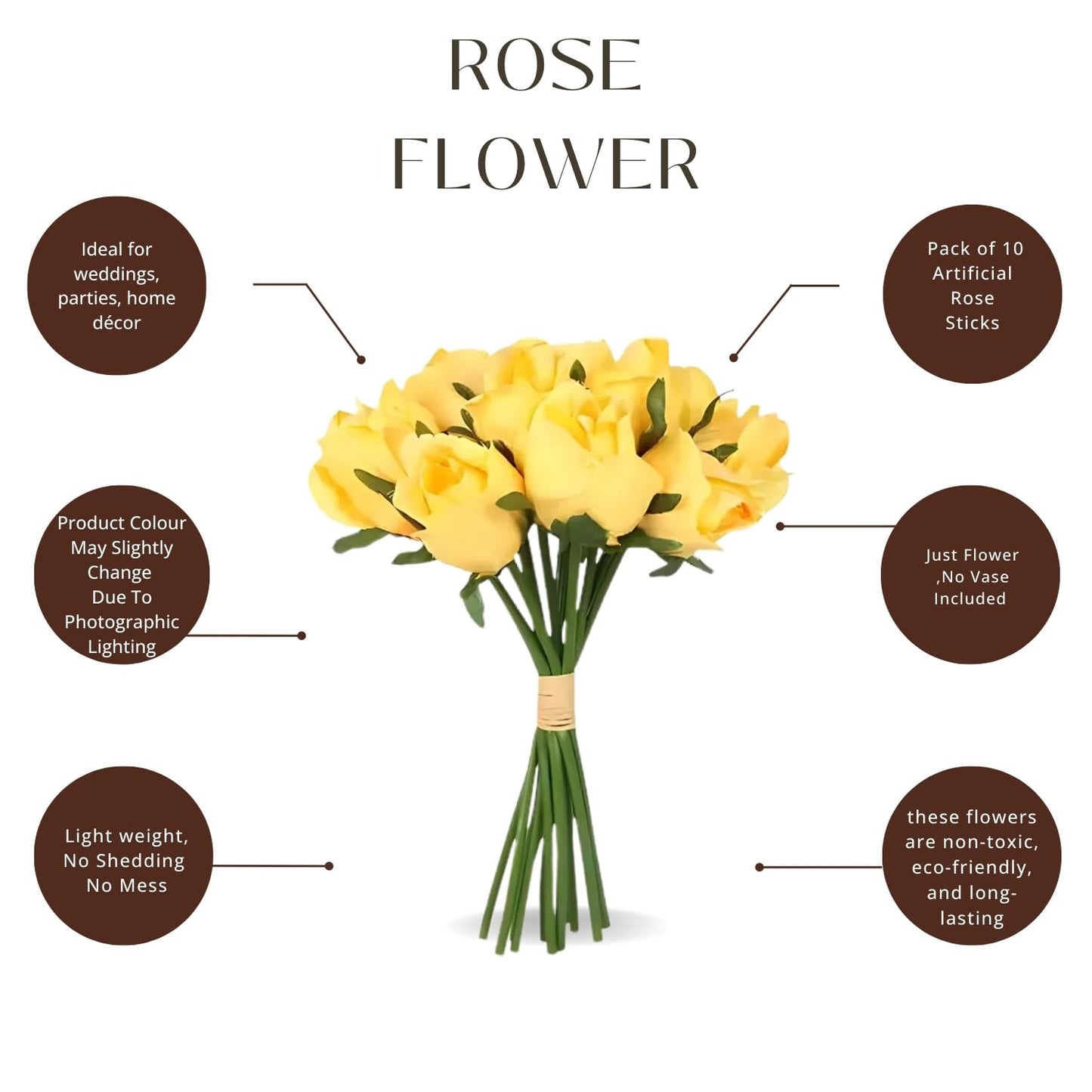 Velverra 12-Piece Golden Glow Artificial Rose Bunches (24 cm) – Elegant Decor Gift for Home