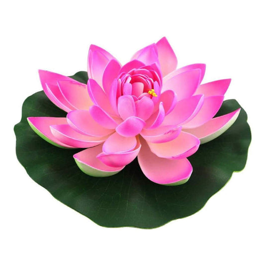 Jilora PET Decorative Artificial Lotus Flower with Leaf, 18cm, for Home & Aquarium, Multicolor, Random