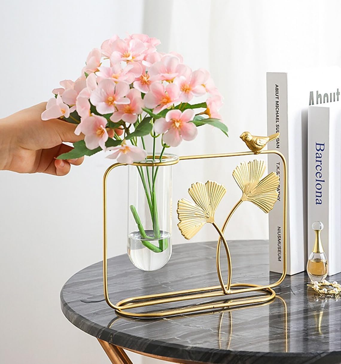 Cralencia Test Tube Flower Vase with Metal Frame – Elegant Decorative Gift for Home, Office, Bedroom & Living Room Decor