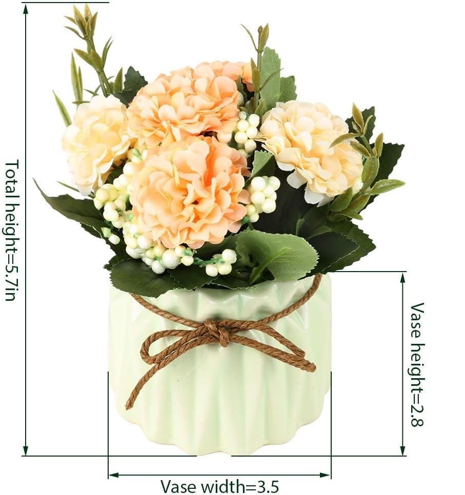 Harmosa 1 Pc Blue Hydrangea Artificial Flower with Ceramic Vase for Tabletop, Office Desk & Home Decor Arrangements