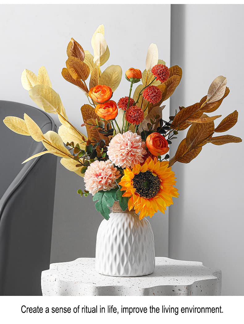 Fayra Allure Ceramic Vase & Handmade Artificial Flower Bouquet Combo Set (Vase1), Elegant Blue Décor Accent