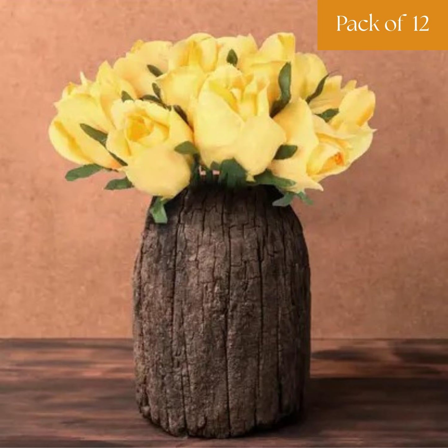 Velverra 12-Piece Golden Glow Artificial Rose Bunches (24 cm) – Elegant Decor Gift for Home