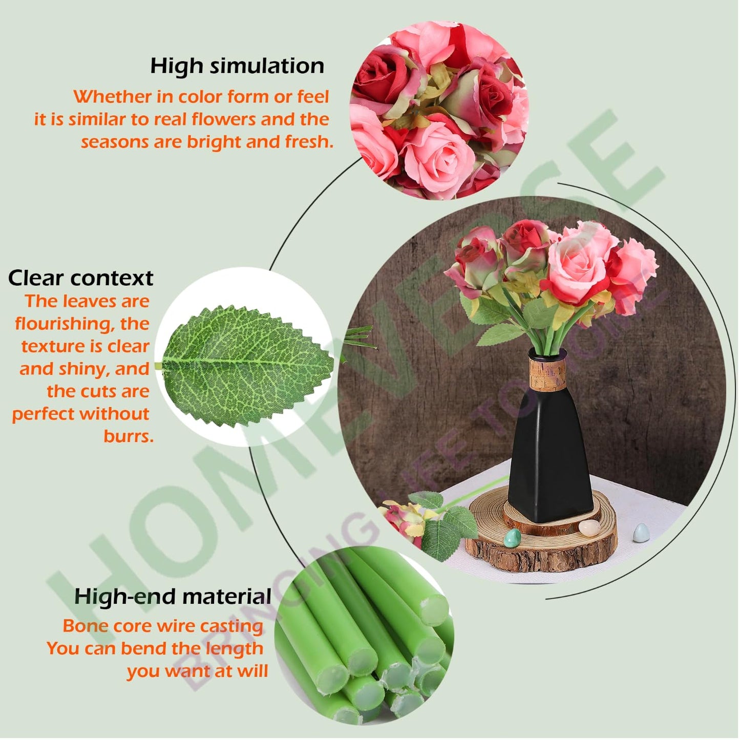 Heartscape 12pcs Artificial Rose Set – 6 Pink & 6 Red Silk Flowers