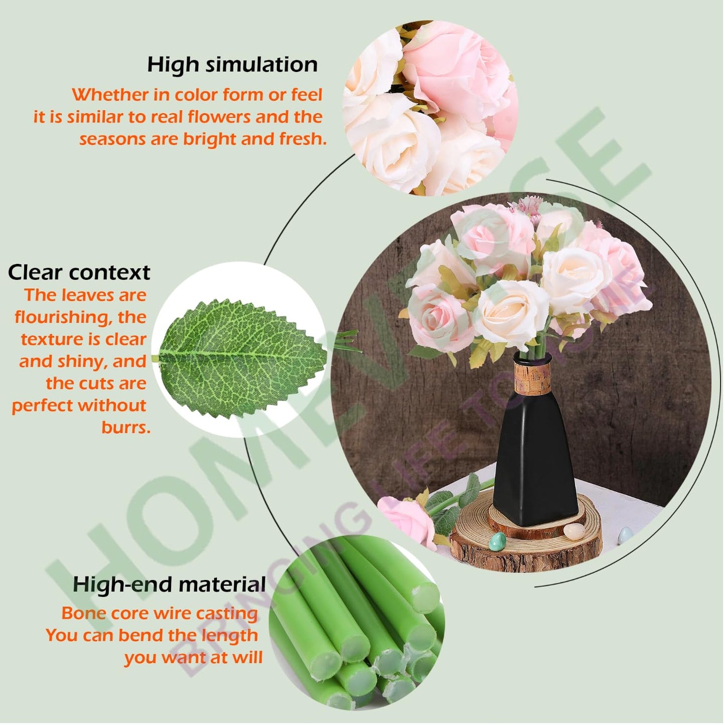Heartliva 12pcs Pink & Creme White Artificial Silk Roses for Weddings