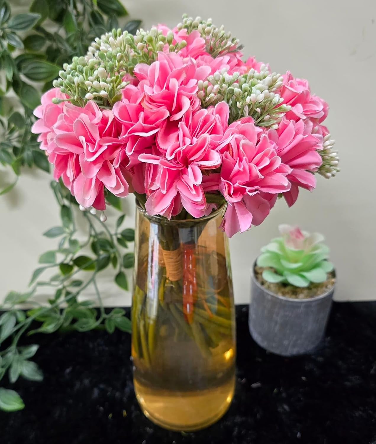 Viona Decor Plastic TM-1 Pink Dahlia Artificial Flower Bunch for Gifting, Home, Office, Bedroom & Vase Decoration (No Pot)