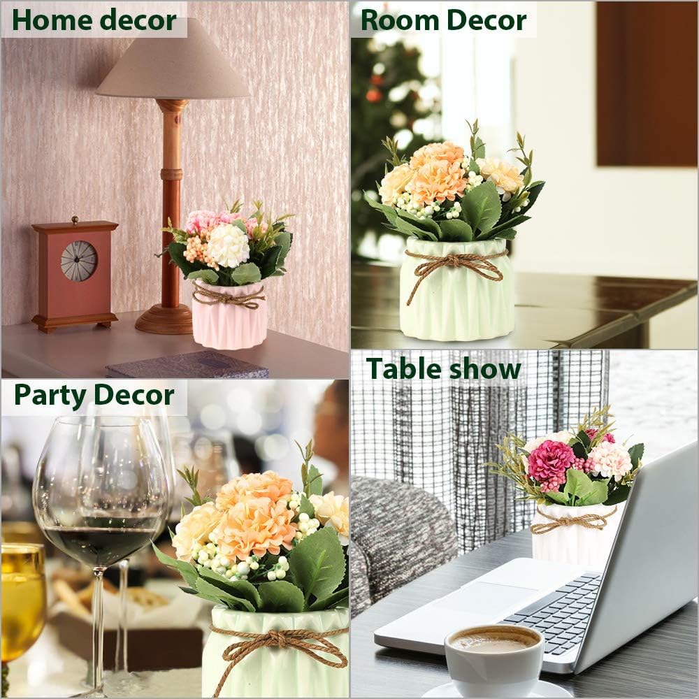 Harmosa 1 Pc Blue Hydrangea Artificial Flower with Ceramic Vase for Tabletop, Office Desk & Home Decor Arrangements