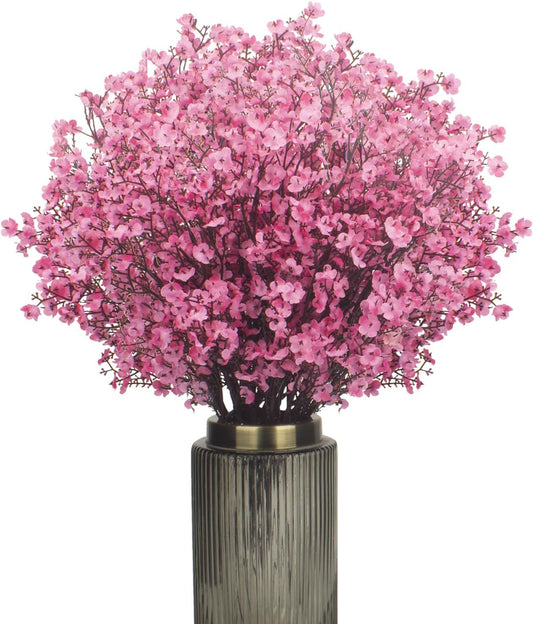 Tavilo Ribbons Set of 5 Pink Baby Breath Gypsophila Silk Flower Bunches for Vase