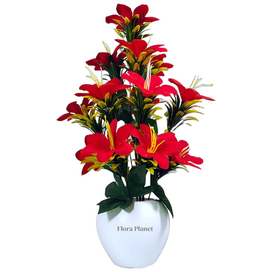 Faylora Planet Faux Plant with Vase – 34cm Multicolor Decorative Flower Pot for Home & Office Decor, Plastic Material