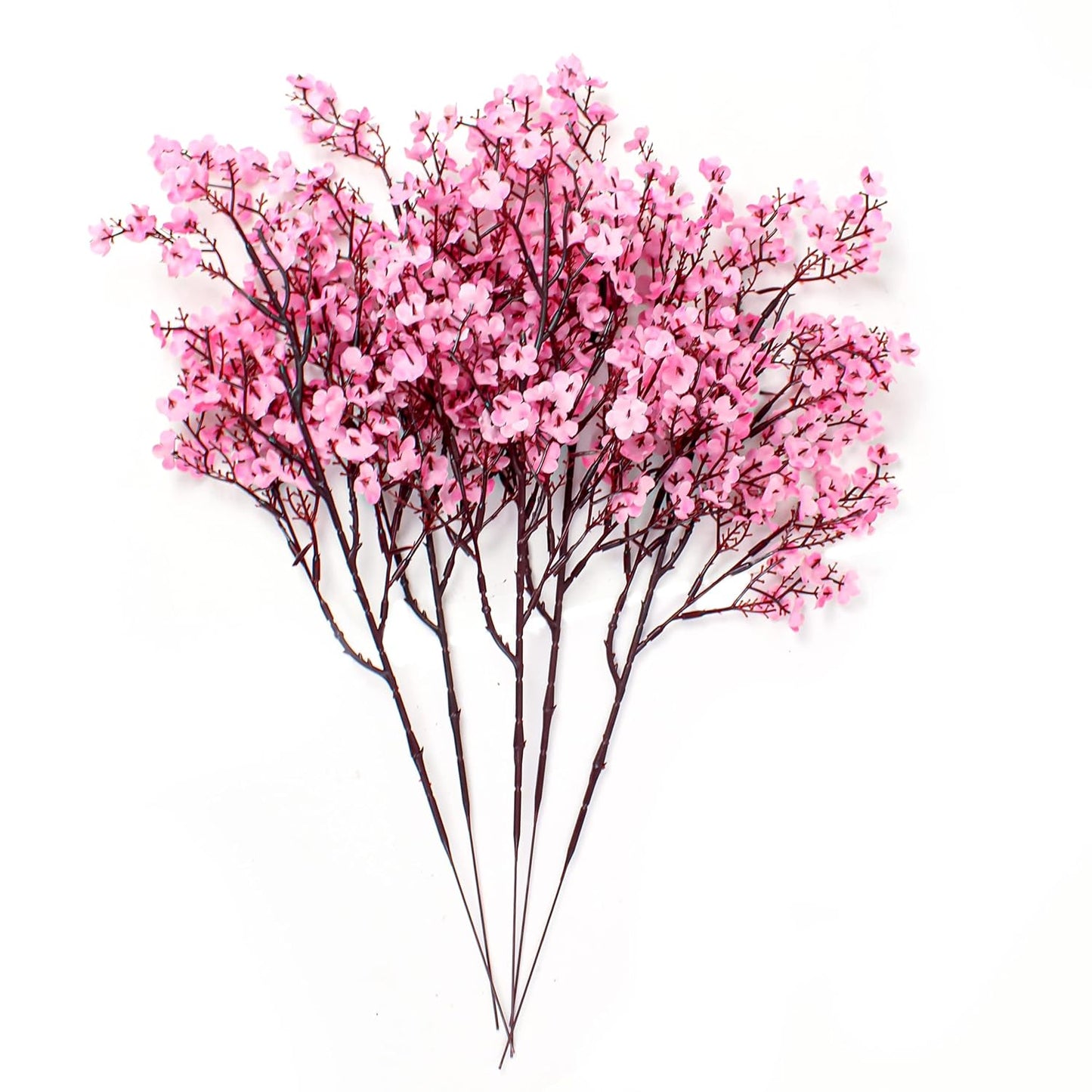Tavilo Ribbons Set of 5 Pink Baby Breath Gypsophila Silk Flower Bunches for Vase