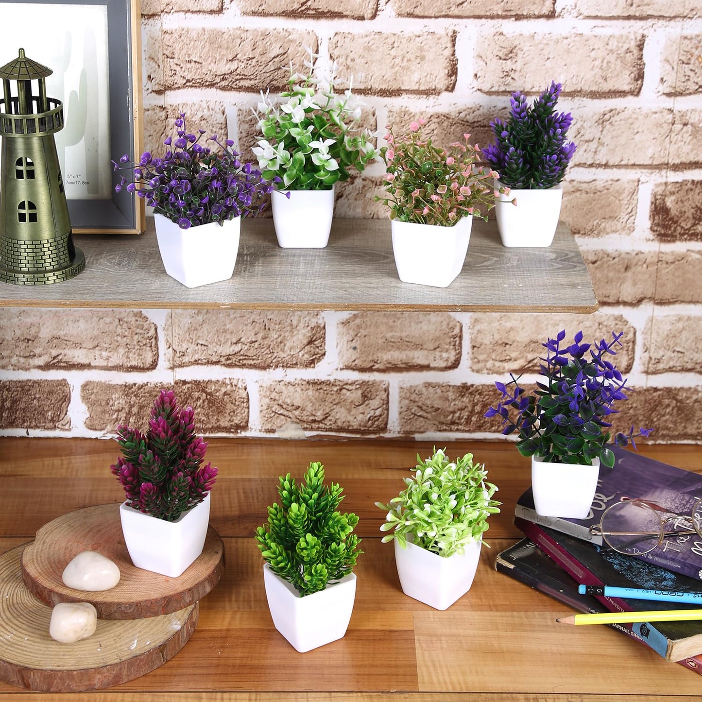 Averra Basics Artificial Plants Set with Pots – Realistic Look, Durable Plastic, No Maintenance Home Decor