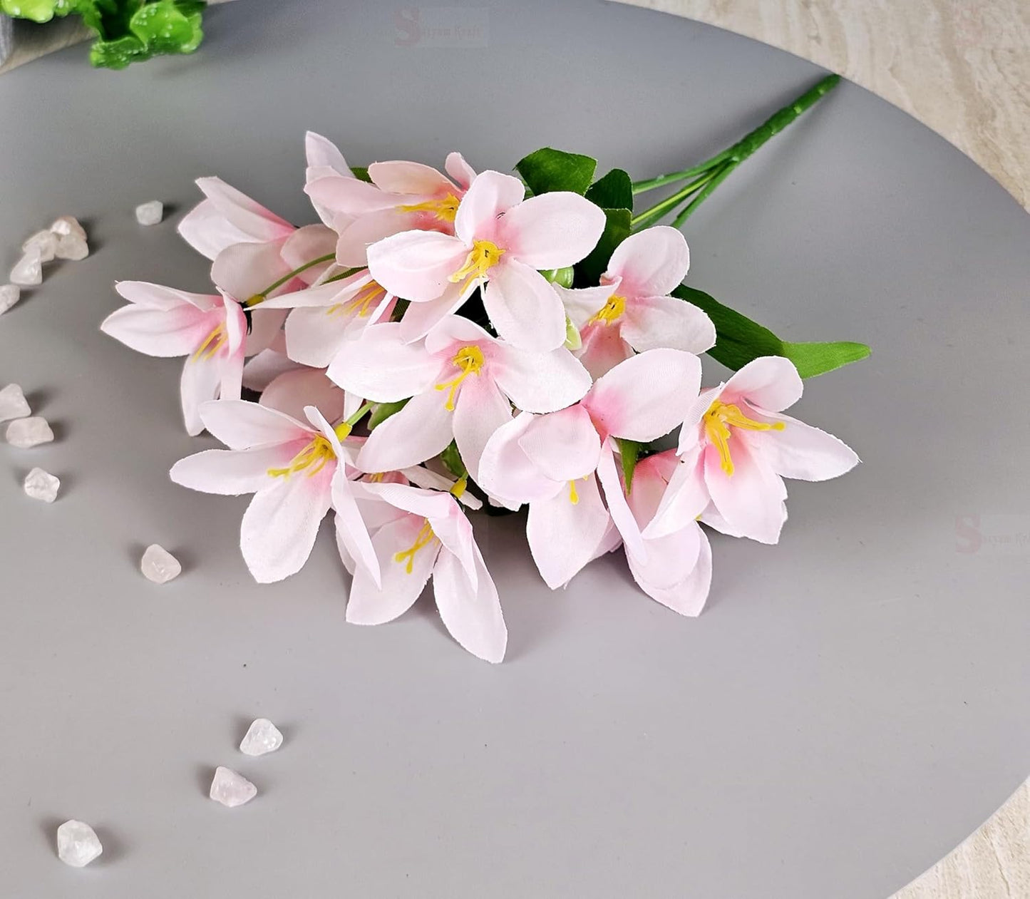 Solvara 1 Pc Light Pink Artificial Rain Lily Flower Stick Bunch for Decor, Gifting, Bedroom, Office & Event Use