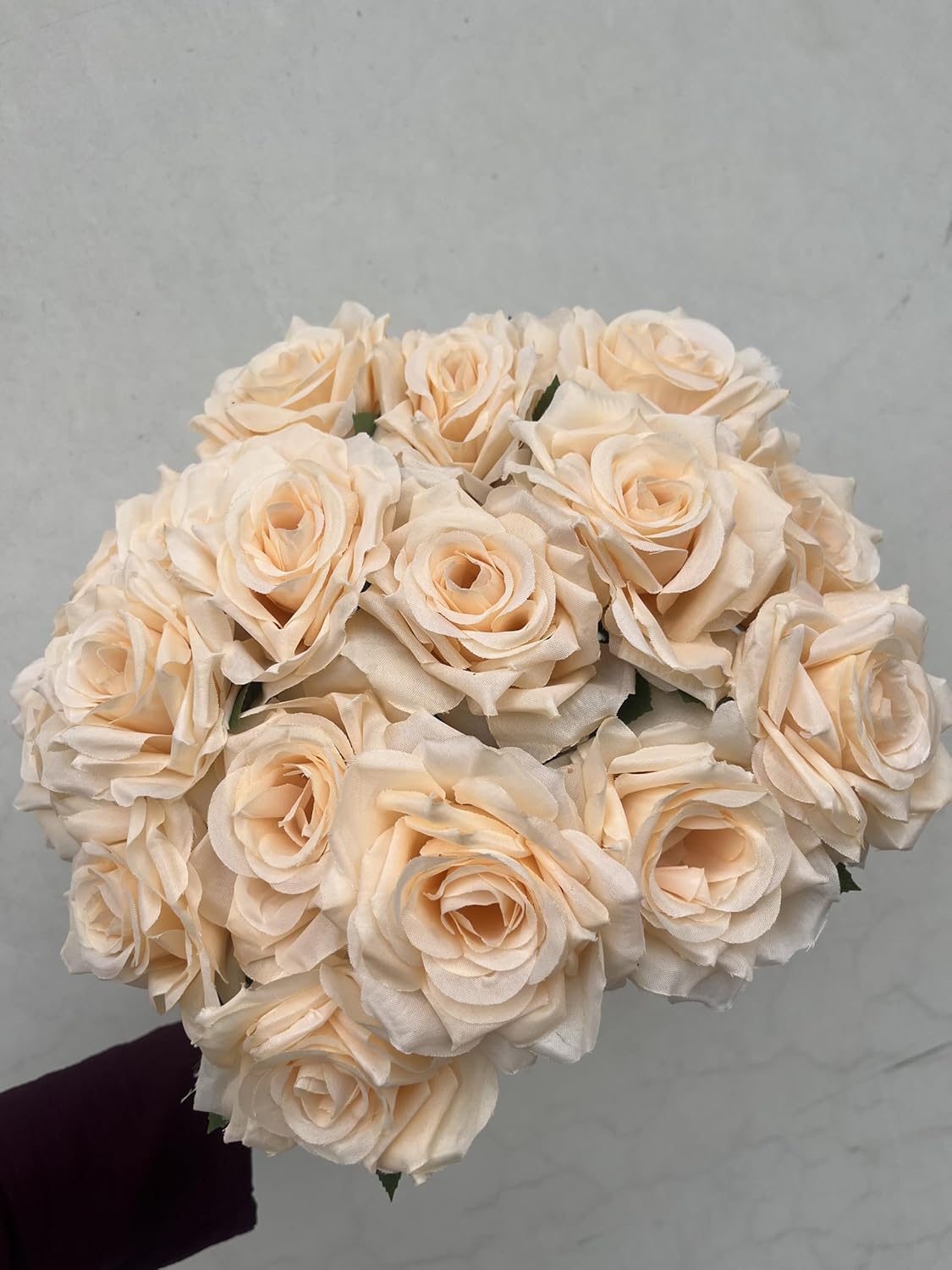 Inflora Decor Cream Faux Rose Set of 16 – Realistic Long Stem Artificial Flowers
