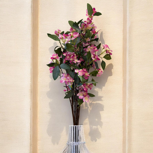 Glamflora 100CM Real Touch Cherry Blossom Flower Stick with 3 Branches – Ideal for Home, Party & Wedding Decor