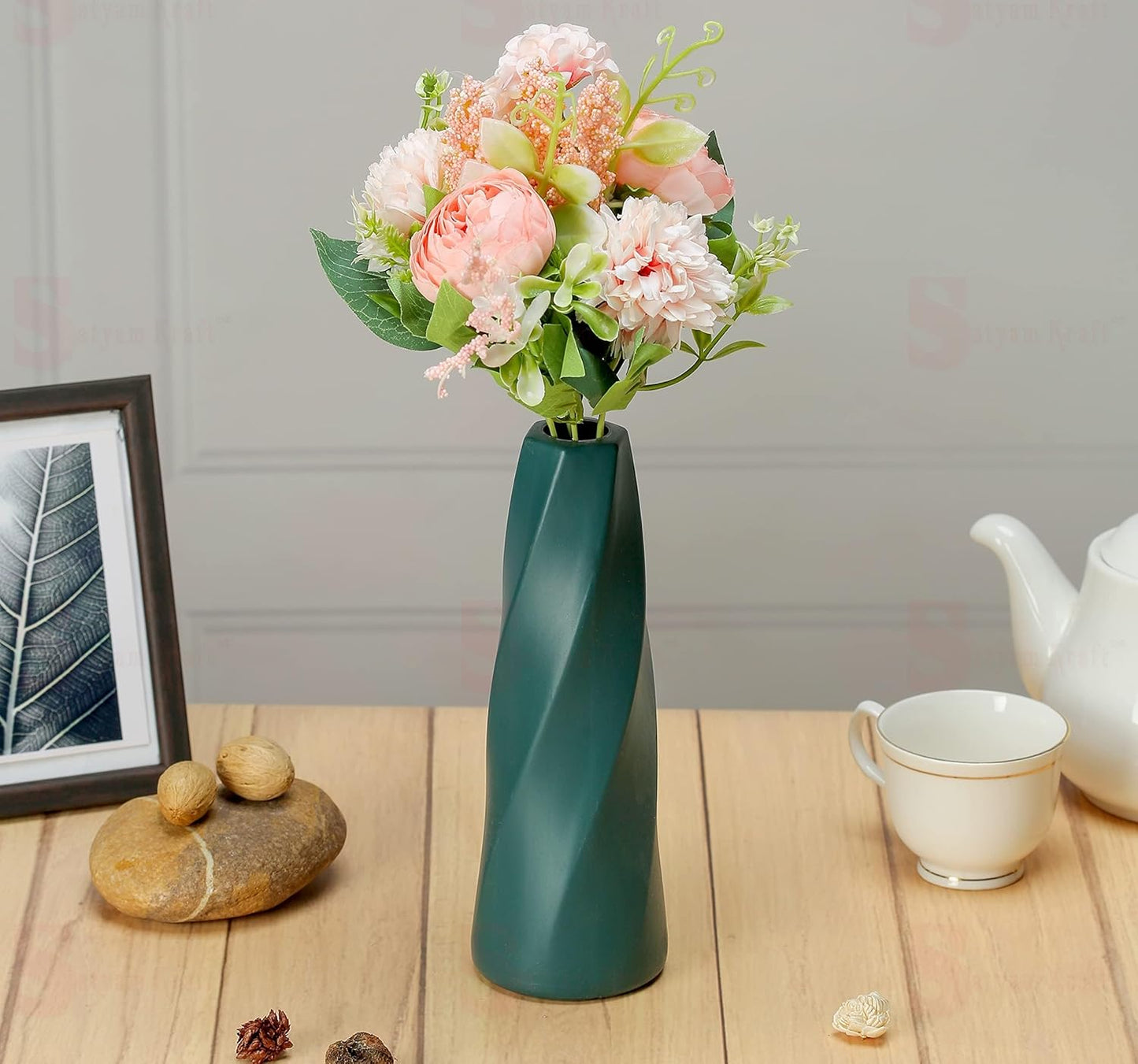 SOLORA 1 Pc Peach Artificial Rose Bunch – Multiflora Fabric Stick for Home Decor, Bouquets, Bedroom, Living Room & Wedding Use