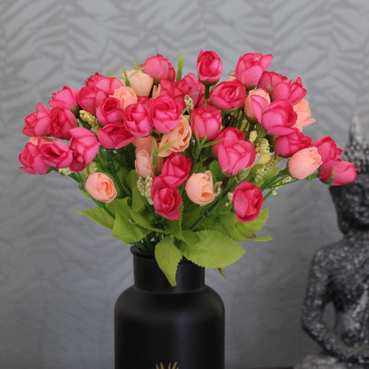 Tassel Roots Set of 2 Mini Faux Peony Flower Bunches (Pink) for Vase