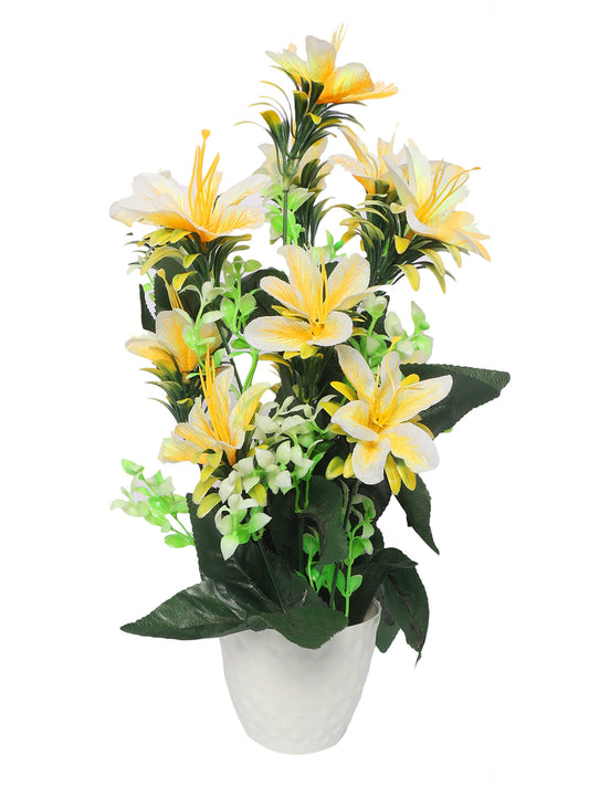Chroma Charms Yellow Real-Touch Lily Flower Bunch for Decoration, Gifting, Home, Office, Balcony & Restaurant Use
